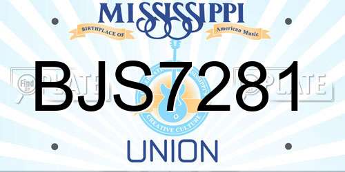 BJS7281 Mississippi License Plate