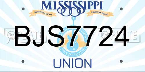 BJS7724 Mississippi License Plate