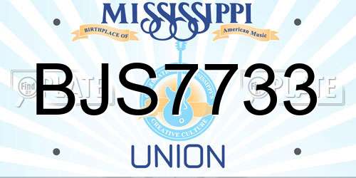 BJS7733 Mississippi License Plate