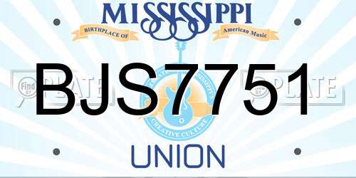 BJS7751 Mississippi License Plate
