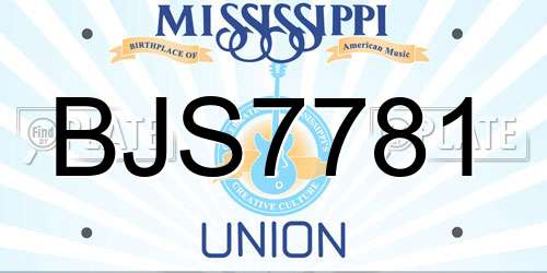 BJS7781 Mississippi License Plate
