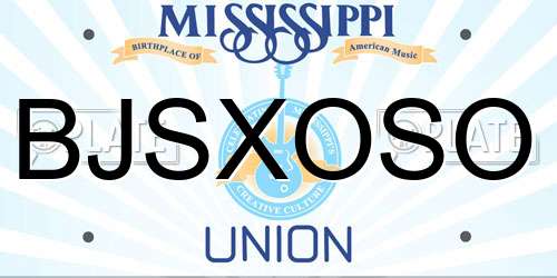 BJSXOSO Mississippi License Plate