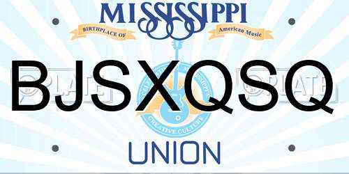 BJSXQSQ Mississippi License Plate