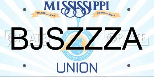 BJSZZZA Mississippi License Plate