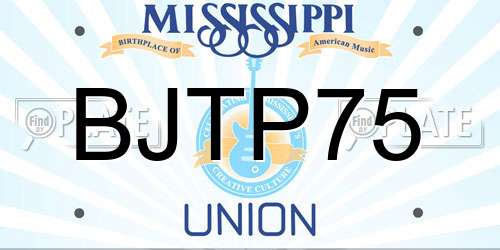 BJTP75 Mississippi License Plate
