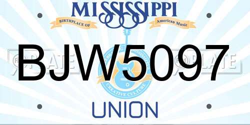 BJW5097 Mississippi License Plate