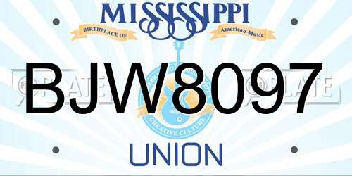 BJW8097 Mississippi License Plate