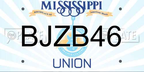BJZB46 Mississippi License Plate