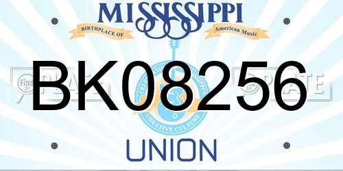 BK08256 Mississippi License Plate