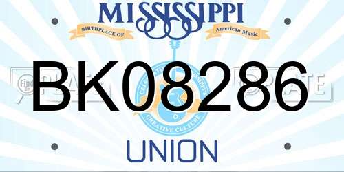 BK08286 Mississippi License Plate