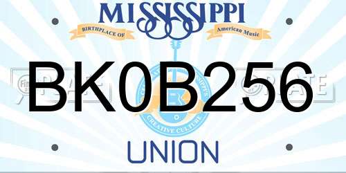 BK0B256 Mississippi License Plate