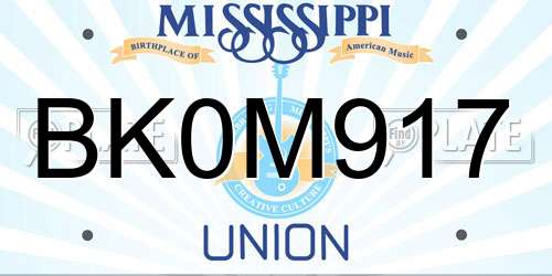 BK0M917 Mississippi License Plate
