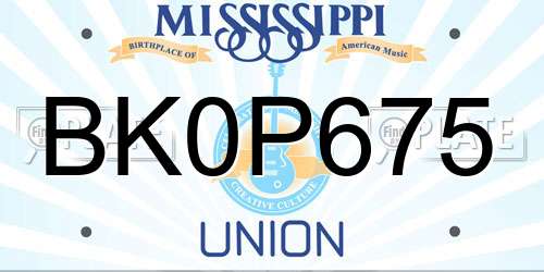 BK0P675 Mississippi License Plate