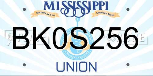 BK0S256 Mississippi License Plate