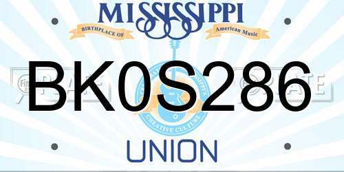BK0S286 Mississippi License Plate