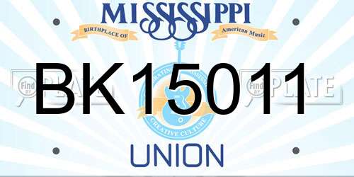 BK15011 Mississippi License Plate