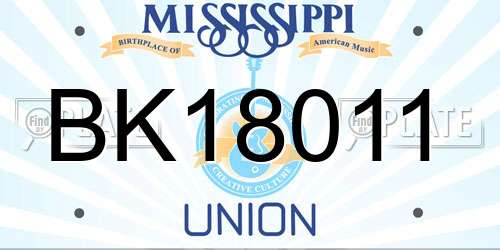 BK18011 Mississippi License Plate