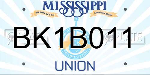 BK1B011 Mississippi License Plate