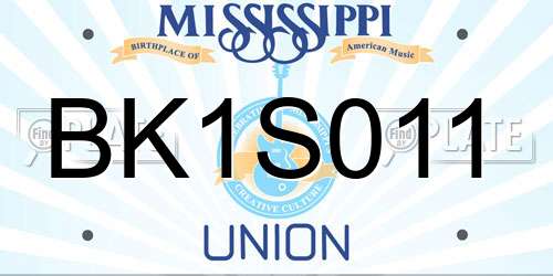 BK1S011 Mississippi License Plate