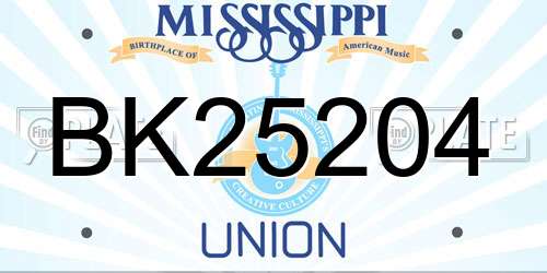 BK25204 Mississippi License Plate
