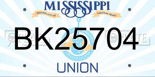 BK25704 Mississippi License Plate