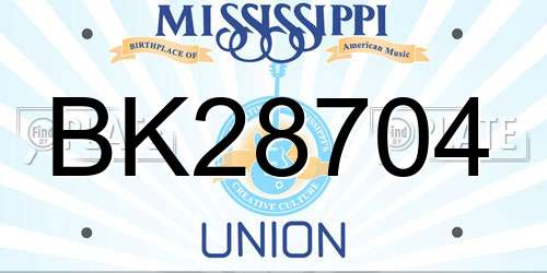 BK28704 Mississippi License Plate