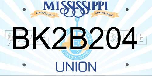 BK2B204 Mississippi License Plate