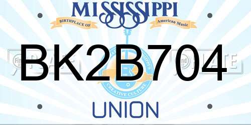 BK2B704 Mississippi License Plate