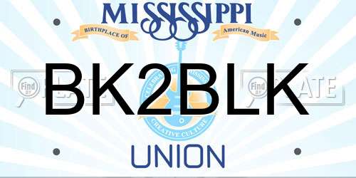 BK2BLK Mississippi License Plate
