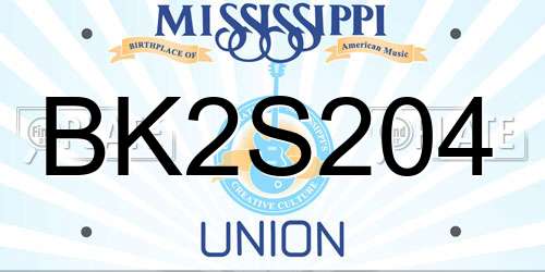 BK2S204 Mississippi License Plate