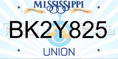 BK2Y825 Mississippi License Plate