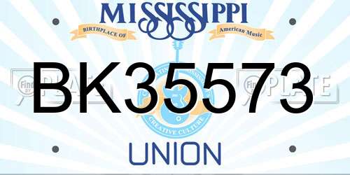 BK35573 Mississippi License Plate