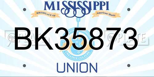 BK35873 Mississippi License Plate