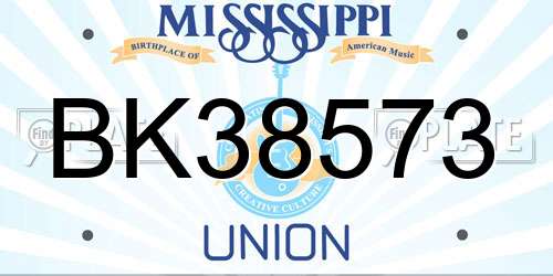 BK38573 Mississippi License Plate