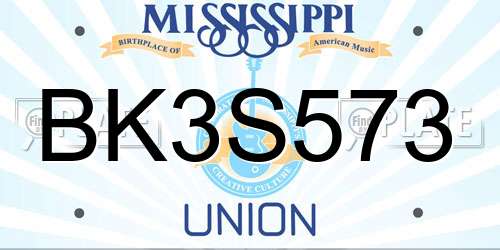 BK3S573 Mississippi License Plate
