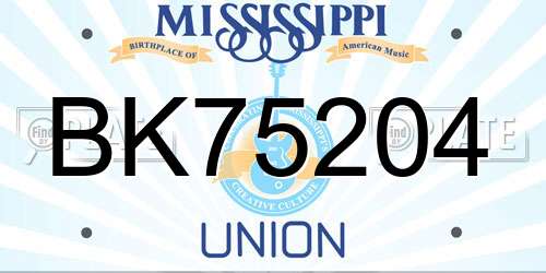 BK75204 Mississippi License Plate