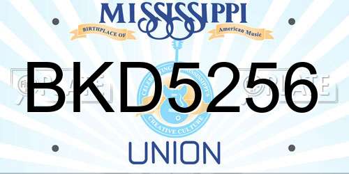 BKD5256 Mississippi License Plate