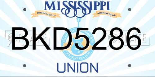 BKD5286 Mississippi License Plate