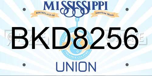 BKD8256 Mississippi License Plate