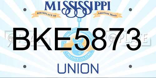 BKE5873 Mississippi License Plate