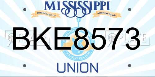 BKE8573 Mississippi License Plate