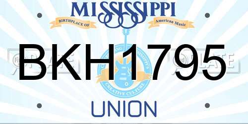 BKH1795 Mississippi License Plate
