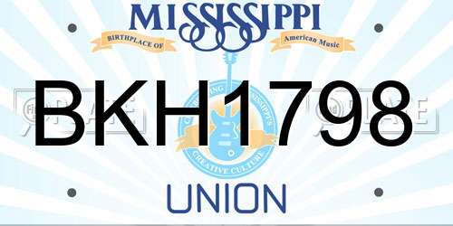 BKH1798 Mississippi License Plate