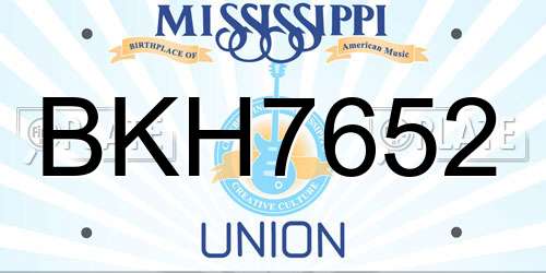 BKH7652 Mississippi License Plate