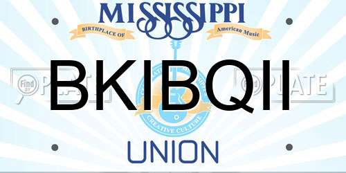 BKIBQII Mississippi License Plate