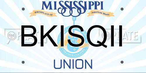 BKISQII Mississippi License Plate