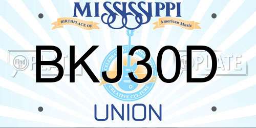 BKJ30D Mississippi License Plate
