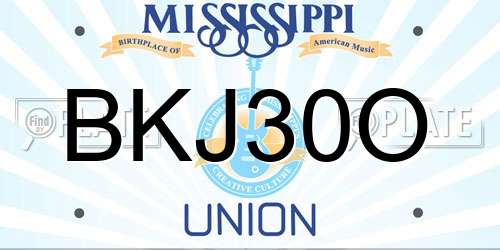 BKJ30O Mississippi License Plate