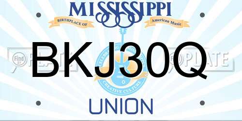 BKJ30Q Mississippi License Plate
