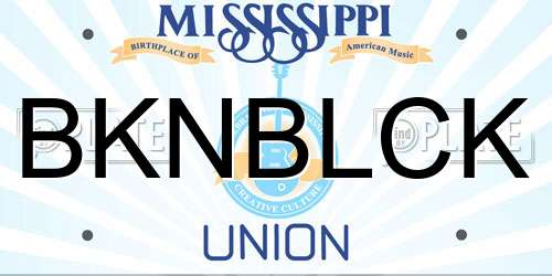 BKNBLCK Mississippi License Plate